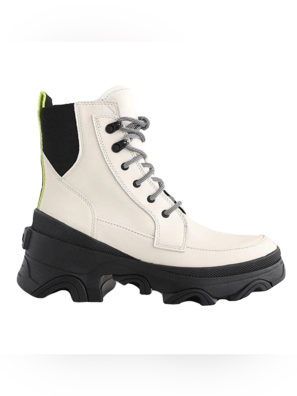 NEW Sorel Brex Womens Size 8 Chalk White Waterproof Leather Chelsea Lace Up Boot